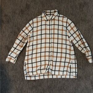 Madewell White and Brown Plaid Shirt